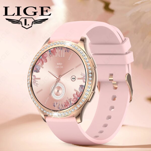 LIGE 1.32 inch Women Smart Watch Bluetooth Call AI Voice Assistant Women's Watches Custom Watch Face Health Monitor Smartwatches