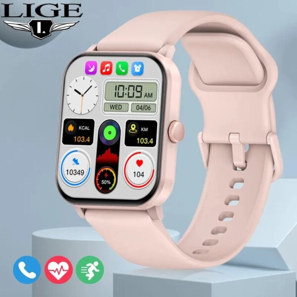 LIGE AI Voice Smart Watch Woman Sports Fitness Bluetooth Call Waterproof Bracelet Heart Rate Sleep Monitor For Ladies Smartwatch