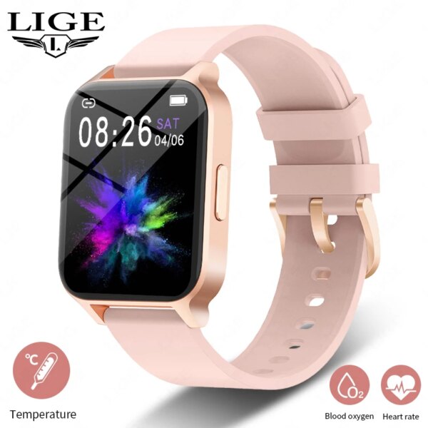 LIGE Bluetooth Call Smart Watch Ladies Sport Fitness Bracelet Waterproof Heart Rate Blood Pressure Tracker Smartwatch Woman+Box