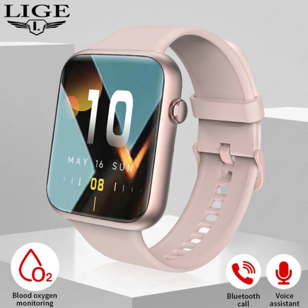 LIGE Bluetooth Call Smartwatch For Men Outdoor Sports Waterproof Watches Custom Dials Real Heart Rate Monitoring Smart Watch Man