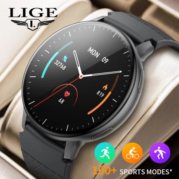 LIGE HD Screen Smart Watch Bluetooth Call Blood Uxygen Monitor Women Watch 100+Sport Fitness Track Waterproof Smartwatch Men