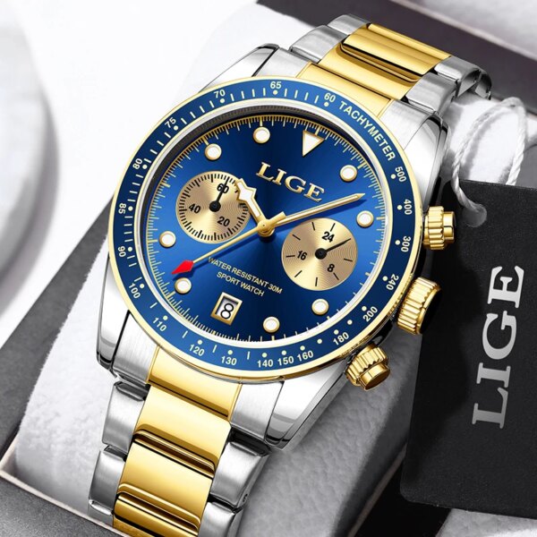 LIGE Man Watch Casual Quartz Wristwatch Male Luxury Waterproof Stainless Steel Watches for Men Date Luminous Clock Reloj Hombre