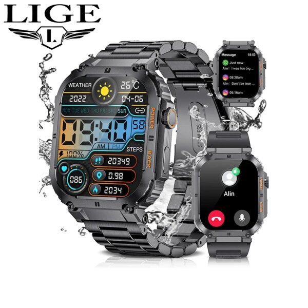 LIGE New 2024 Smart Watch Men 1.96\