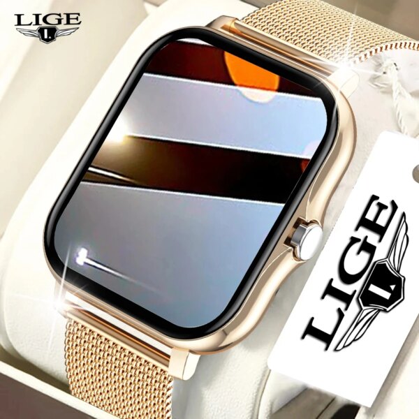 LIGE New Bluetooth Call Smart Watch Women Voice Assistant Sports Fitness Bracelet Waterproof Lday Smartwatch Men For Android Ios