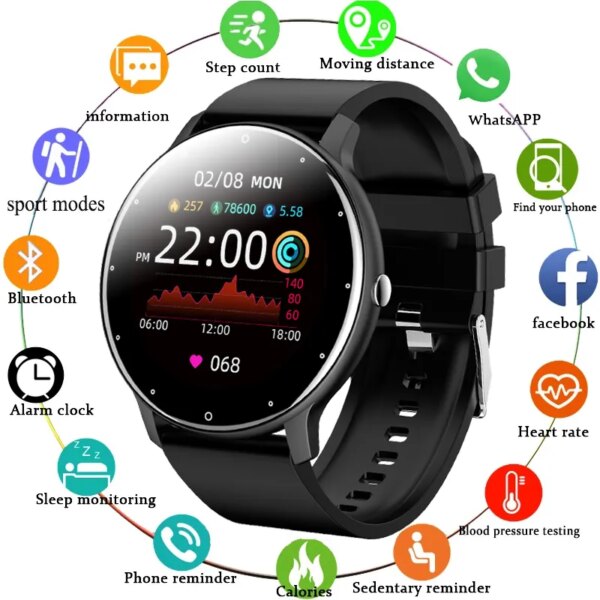 LIGE New Smart Watch Men And Women Sports watch Blood pressure Sleep Monitoring Fitness tracker Android ios pedometer Smartwatch