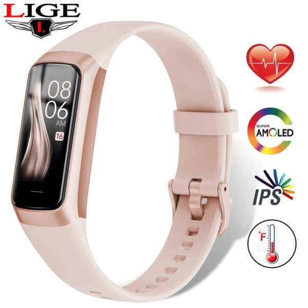 LIGE New Women Smart Watch Men Smartband Temperature Smartwatch Fitness Tracker Blood Pressure Sports Smart Bracelet For Ladies