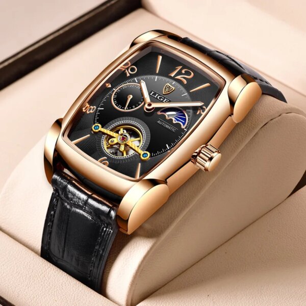 LIGE Top Brand Luxury Mens Watches Fashion Business Automatic Mechanical Watch Men Casual Waterproof Watch Relogio Masculino+Box