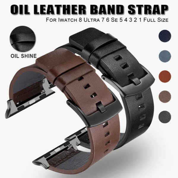 Leather Band for Apple Watch Band Ultra 8 7 6 5 4 3 2 45mm 41mm Casual correa Watch Strap Loop 44mm 42mm 40mm 38mm Bracelet