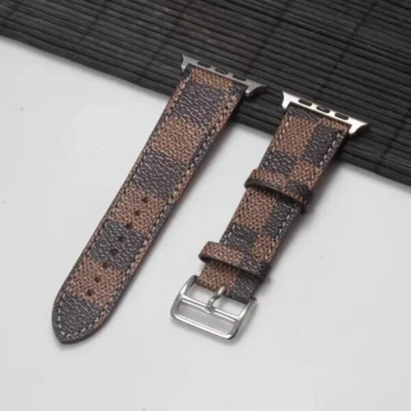 Leather Printed Band for Apple Watch Ultra 2 49mm Series 9 41mm 38 40mm for iWatch 9 8 7 se 6 5 4 42mm 44mm 45mm Luxury Bracelet