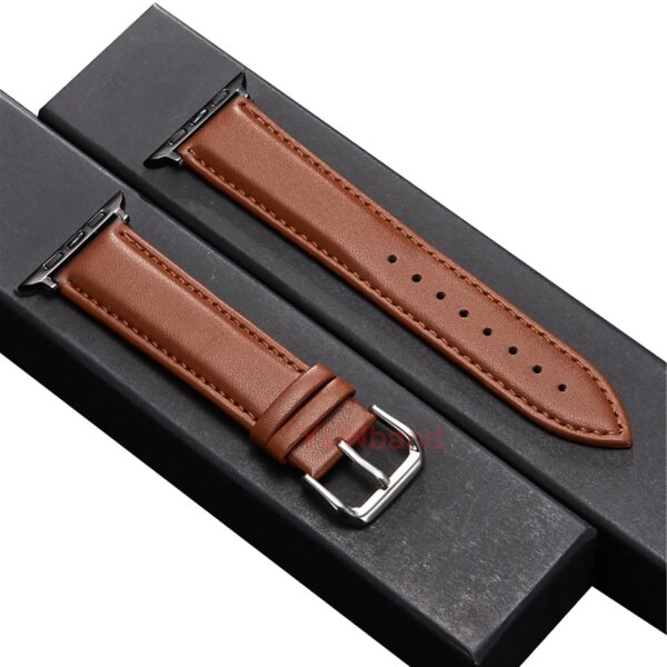 Leather Strap For Apple Watch Band 9 8 Ultra 2 49mm 7 45mm 41mm 44mm 40mm 42mm 38mm Calfskin Genuine Bracelet iWatch 6 SE 5 4 3