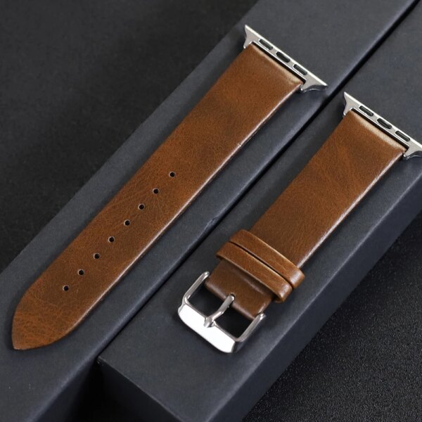 Leather Strap for Apple Watch band 45mm 41mm 44mm 40mm 42mm 38mm 49mm Man Woman bracelet for iwatch 9 8 7 6 5 4 SE Ultra 2 strap