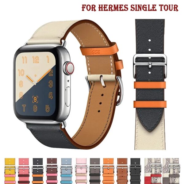 Leather Watch Band for apple watch strap Series9 8 7 6 SE 5 4 3 2 1 for iwatch 38mm 42mm Wrist for I Watch Band 44 40 41 45 49mm