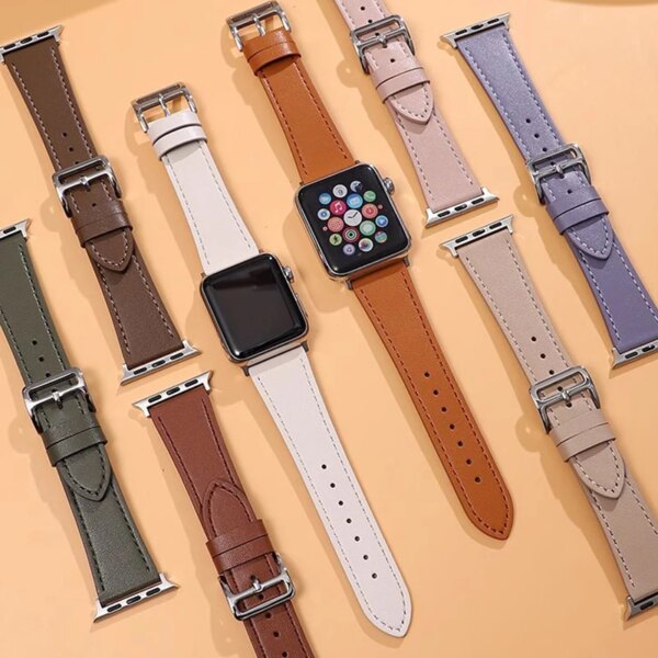 Leather strap Compatible with Apple Watch Band Series 9 Ultra 8 7 6 5 4 3 21 SE 49mm 45mm 44mm 40mm 41mm for Men Women wristband