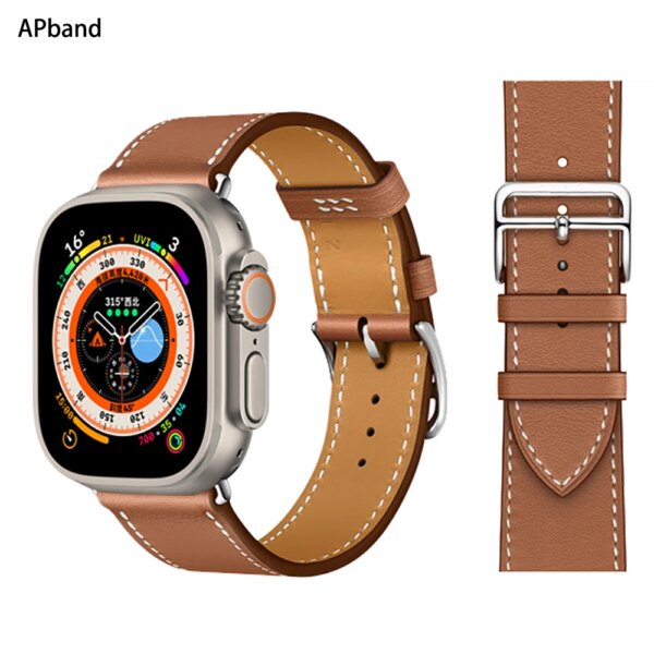 Leather strap For Apple watch band 44mm 45mm 49mm 41mm 40mm Accessorie wristband correa bracelet iWatch series 9 7 8 SE ultra 2