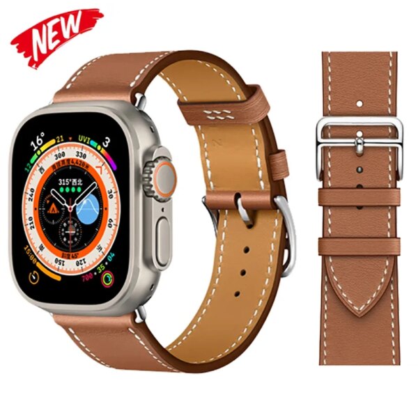 Leather strap for Apple watch band 44mm 45mm 49mm 41mm 40mm 38mm Single tour watchband bracelet iWatch series 9 8 Ultra se 7 5 6