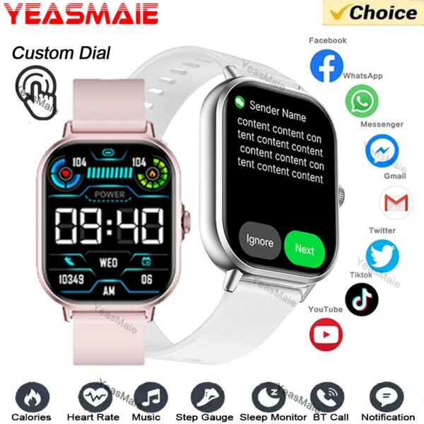 Light Sports Smart Watch Men Full Touch Screen Voice Assistant BT Calls Wristwatch Fitness Digital Watches Women For Android IOS