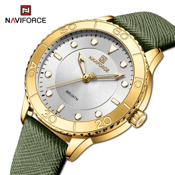 Luxury Brand NAVIFORCE Lady Watch Fashion Gold Genuine Leather Waterproof Wristwatches for Women Dress Bracelet Relogio Feminino