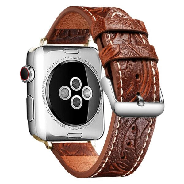 Luxury Carving Skin Real Leather Band For Apple Watch Strap 49mm 41mm 45mm 40mm 42mm 44mm iWatch Bracelet Ultra 8 7 SE 6 5 4 3