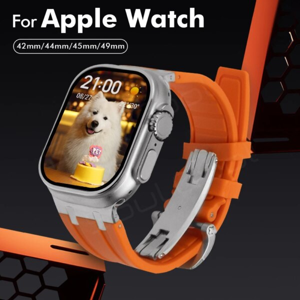 Luxury Strap For Apple Watch Bands Ultra 2 49mm 45mm 44mm 42mm High Quality Liquid Silicone Bracelet for iWatch 9 8 7 6 5 4 se