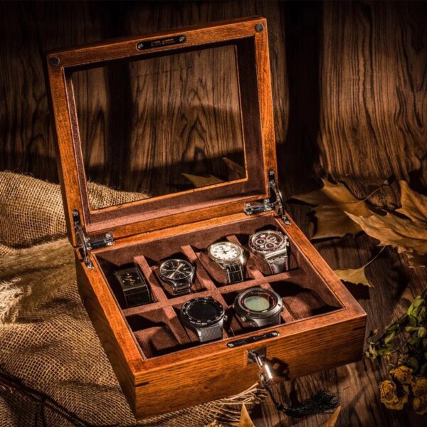 Luxury Watches Box Pure Solid Wood Skylight Watch Case Bracelet Jewelry Personal Customization Display Storage Box Gift Boxes