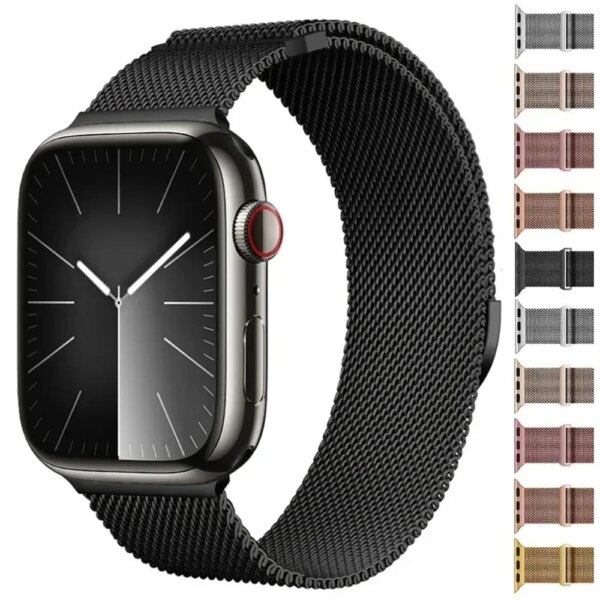 Magnetic Loop Strap For Apple watch Band Ultra 2 49mm 44 45 41 42mm 38mm Stainless Steel Bracelet iWatch Series 9 8 SE 7 6 5 3