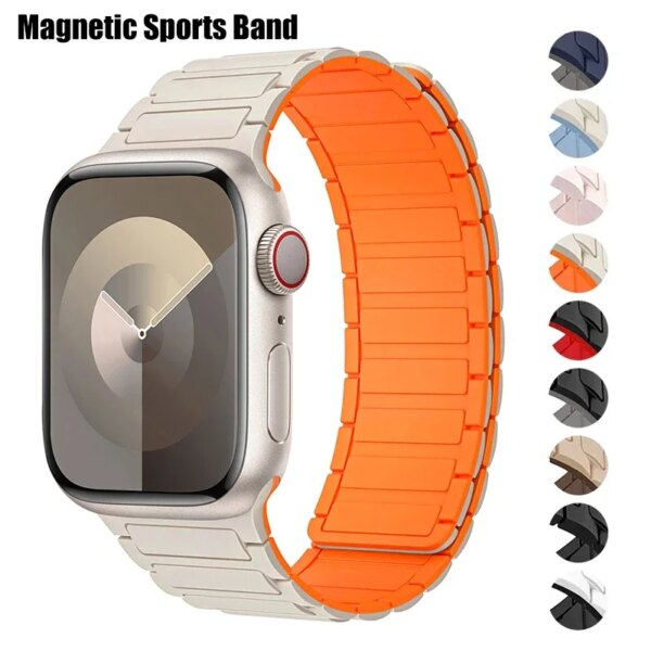 Magnetic Loop strap for Apple Watch Band 44mm 40mm 49mm 45mm 41mm 38mm Silicone Bracelet iWatch Series 9 8 7 3 Se ultra 2 bands