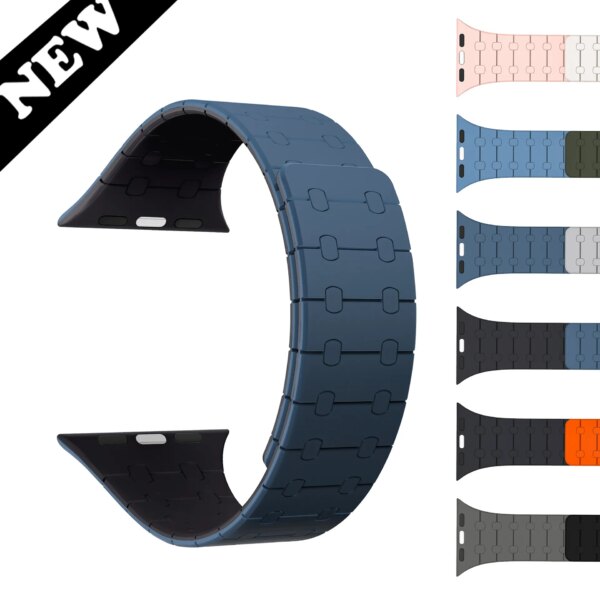 Magnetic Silicone Strap For Apple Watch Ultra band 49mm 45mm 41mm bracelet correa 40mm 44mm 38mm 42mm iWatch series 8 SE 7 6 5 4