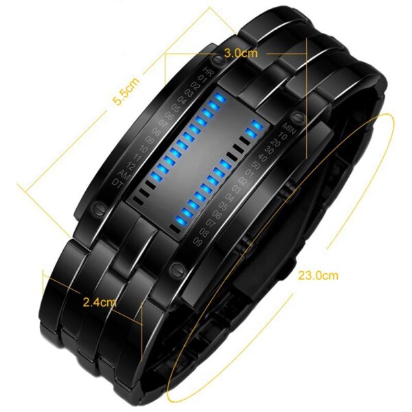 Men Watch Luxury Lover Wristwatch Waterproof Women Stainless Steel Watch Binary Fashion LED Display Male Electronic Sport Watch