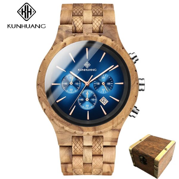 Men Watch Men's Wood Man Quartz Wristwatches Luminous Male Watch Chronograph Personalized Custom Logo Carved Watch Relogio