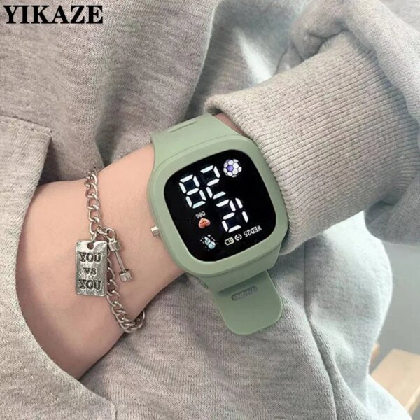 Men Women Watch Led Digital Sports Watch For Kids Boys Girls Square Big Dial Waterproof Silicone Men's Electronic Wristwatch