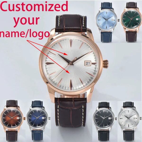 Men's Watch NH35 Movement Customized Logo New Cocktail Mechanical Watch Sapphire Glass Leather Bracelet New Waterproof Watch