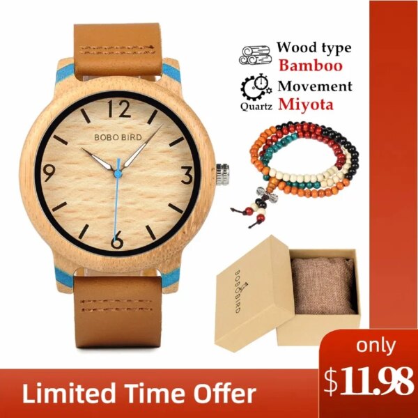 Men's Watches Top Brand BOBO BIRD Watch Wooden Quartz Male Wristwatches Timepieces Gifts Customized For Men Dropshipping