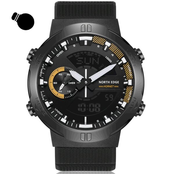 Men’s outdoor sport luminous waterproof smartwatch Alarm Stopwatch countdown multi-function student black gold watch