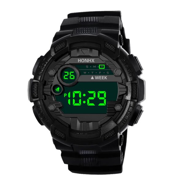 Mens Casual Digital Watch Led Display Week Electronic Watch Outdoor Sport Fitness Life Waterproof Bracelet Electronic Watch