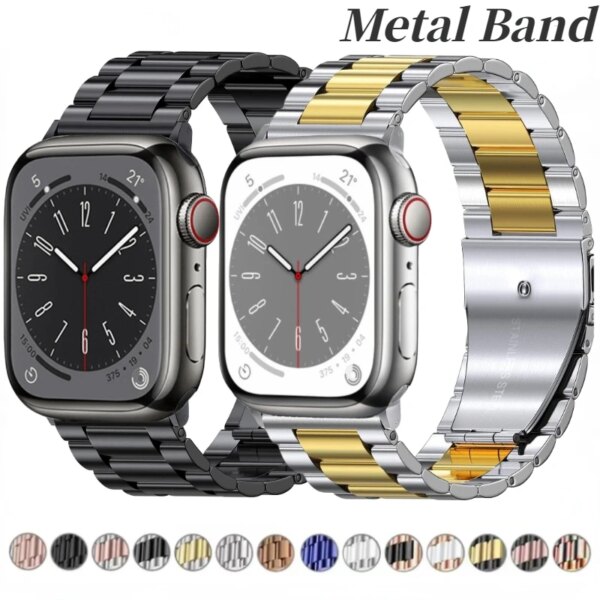 Metal Stainless Steel Strap for Apple Watch 45mm 44mm 49mm 40mm 41mm Bracelet Wristband iWatch Series UItra2 9 8 7 6 5 4 SE Band