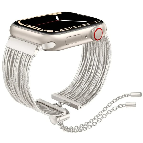 Metal Strap For Apple Watch Band 49mm 45mm 41 44mm 40 42mm Women Steel Chain Bracelet IWatch Ultra 2 SE Series 9 8 7 6 5 4 3 2 1