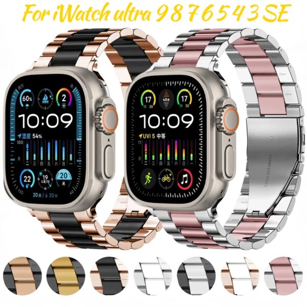 Metal Strap For Apple Watch Band Ultra 49mm 9 8 7 45mm 41mm Smart Watch Bracelet Belt iWatch Series 6 5 4 SE 44mm 40mm 42mm 38mm