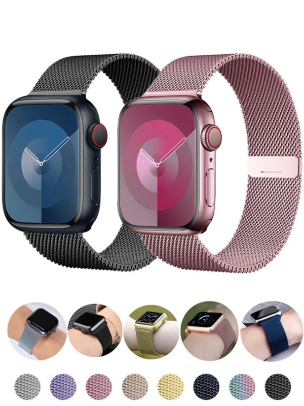 Metal Strap For Apple watch Bands 44mm 40mm 45mm 41mm 49mm 42mm 38mm correa Magnetic bracelet iWatch series 3 6 se ultra 2 7 8 9