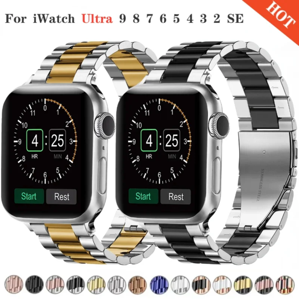 Metal strap For Apple watch Ultra 49mm 8 7 45mm 41mm Stainless steel bracelet and wristband For iwatch 6 5 4 3 SE 44mm 42mm 40mm