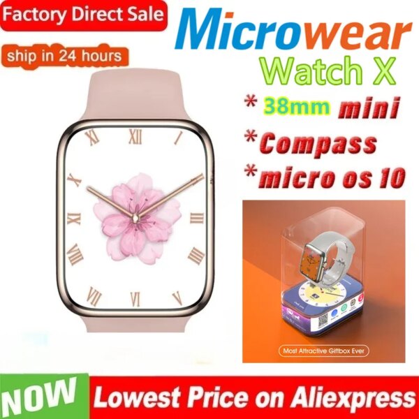 Microwear WatchX Mini 38mm Smart Watch Women 1.38 Inch Body Temperature Wireless Charge ECG NFC GPS Tracker Original Smartwatch