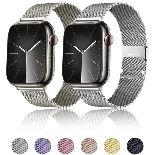 Milanese loop Strap For Apple watch ultra 2 Band 49mm 45mm 44mm 41mm 40mm 42mm 38mm correa bracelet iWatch series 9 8 7 6 5 3 SE