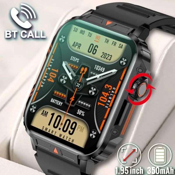 Military Outdoor GPS Sports Smart Watch Men 1.95 inch Heart Rate Blood Oxygen Bluetooth Call SmartWatches Men's For Android IOS