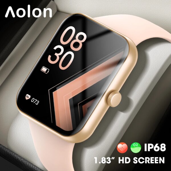 Mini Smart Watch Men 1.83inch Full Touch Screen Heart Rate Alarm Sleep Pulsometer Pulse Oximeter Sports Fitness Smartwatch Women