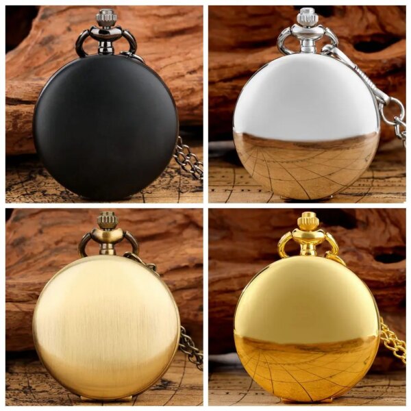 Minimalist Pocket Watch Black Silver Gold Bronze Retro Pendant  Watches Men Women Couple Necklace Clock Customizable Souvenirs