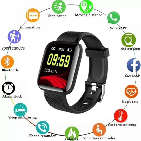 Multifunctional Smart Watch Men Women Bluetooth Connected Phone Music Fitness Sports Bracelet Sleep Monitor 116PLUS Smartwatch