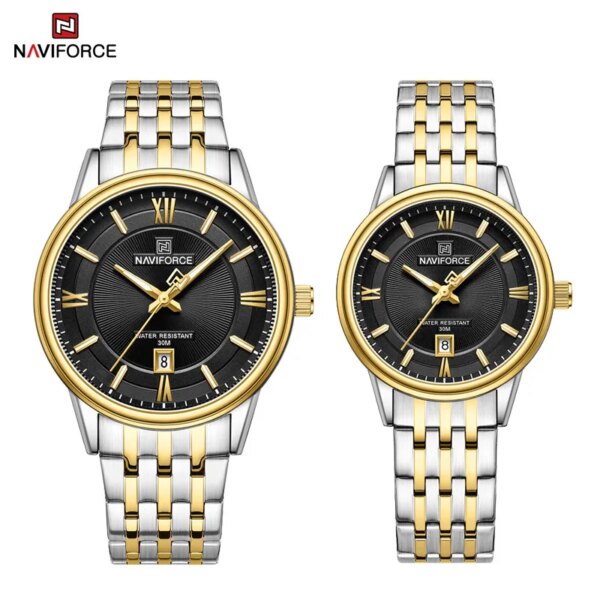 NAVIFORCE Brand Couple Quartz Watch Creative Leisure Stainless Steel Bracelet Wristwatch For Men and Women Waterproof Clock 2023