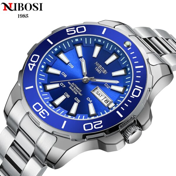 NIBOSI Design Men Mechanical Wristwatch Stainless Steel Waterproof Fashion Luxury Men Watch Automatic Watches Relogios Masculino