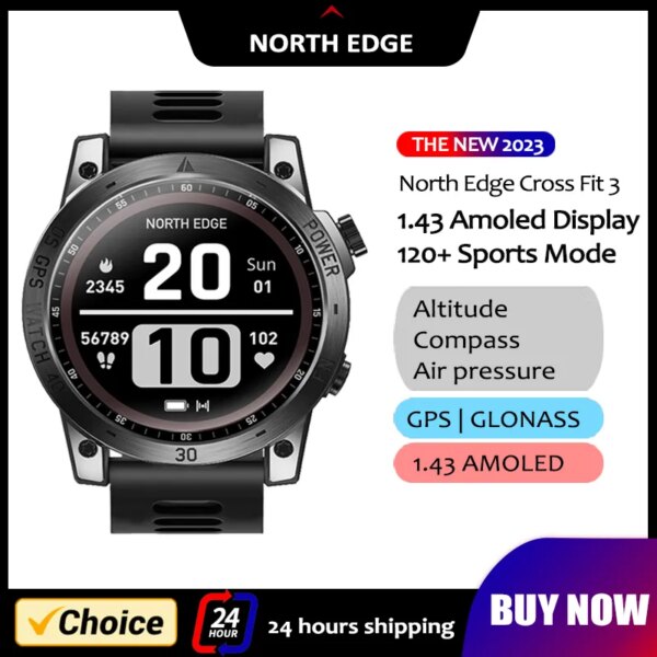 NORTH EDGE 2023 New GPS Watches Men Sport Smart Watch HD AMOLED Display 50M ATM Altimeter Barometer Compass Smartwatch for Men