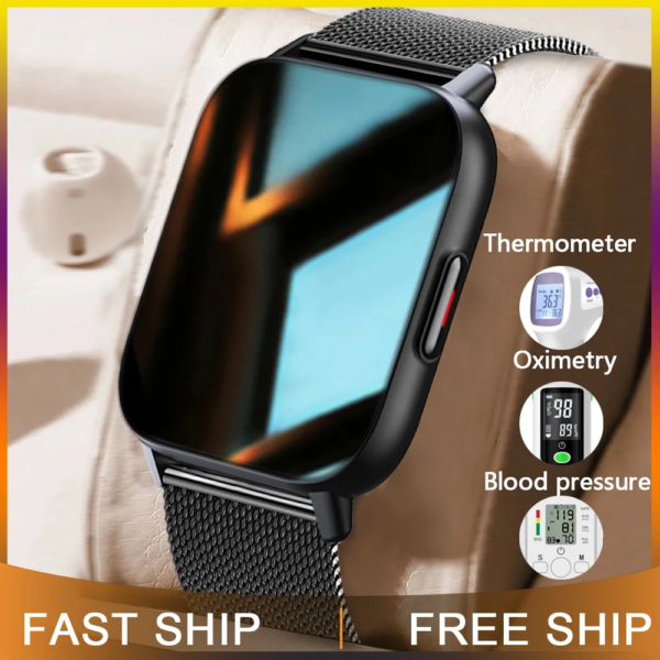 New 1.69 Inch Smart Watch Men Body Temperature Full Touch Screen Smartwatch Women Accurate Oxygen Monitor Clock 2022 PK P8