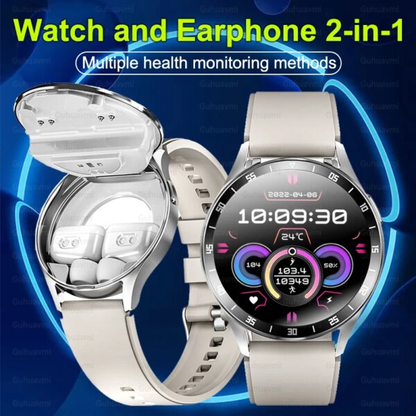 New 2in1 Smart Watch With Earbuds NFC Smartwatch TWS Bluetooth Earphone Heart Rate Blood Pressure Monitor Sport Watch For HUAWEI